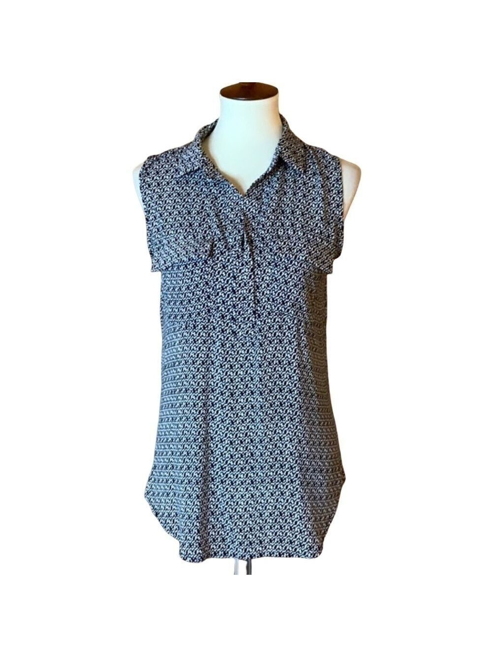 Loft black and white geometric print top Size Small